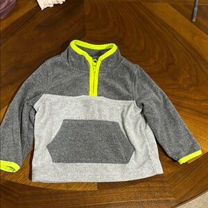 OshKosh B'gosh Gray and Green Hoodie with Neon Zipper